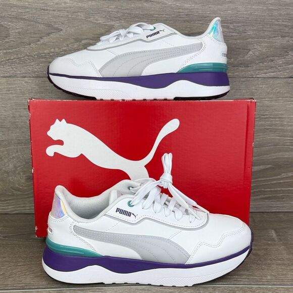 NEW Puma R78 Voyage Candy Women’s Sz 7.5 White Arctic Ice Prism Violet Sneakers - Picture 1 of 12
